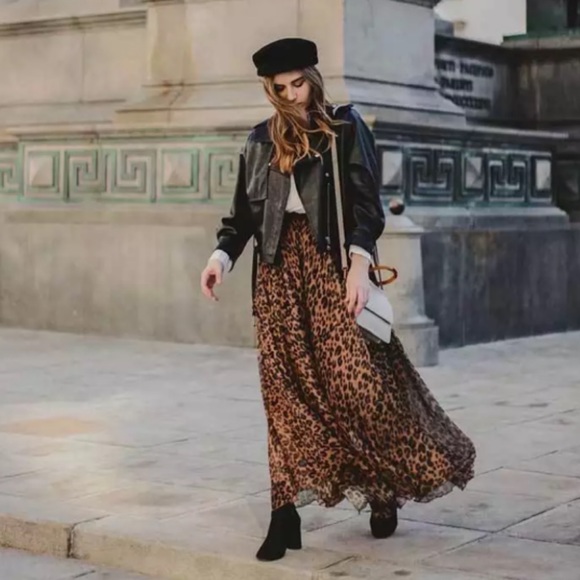 Leopard Animal Print Chiffon Sheer Maxi Skirt - Picture 4 of 8